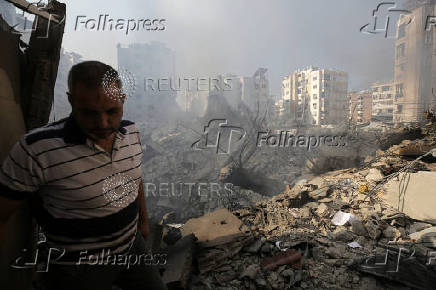 Aftermath of Israeli air strikes on Beirut's southern suburbs