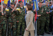 FILE PHOTO: Moldovan incumbent President Maia Sandu holds a campaign rally in Chisinau