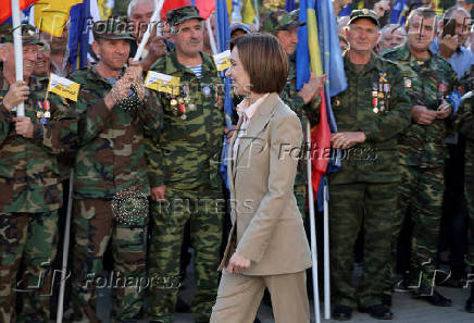 FILE PHOTO: Moldovan incumbent President Maia Sandu holds a campaign rally in Chisinau