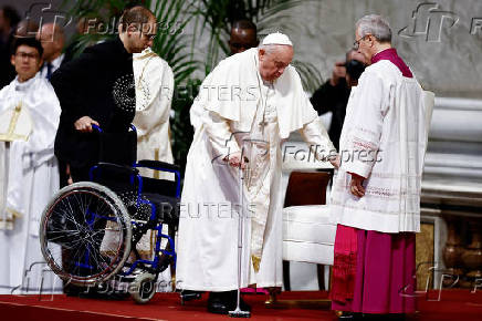 Pope Francis celebrates a Mass as part of World Youth Day, at the Vatican