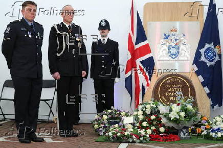 Memorial stone dedicated to police Sergeant Ratana killed in Croydon police station in 2020