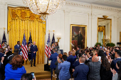 U.S. President Biden and VP Harris deliver remarks on gun violence, at the White House