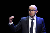 Demis Hassabis speaks during Nobel Prize lecture in chemistry in Stockholm