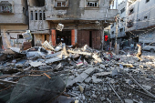 Aftermath of Israeli strike on a house in Nuseirat in the central Gaza Strip