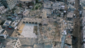 A drone view shows the remains of the Great Omari Mosque which was destroyed in an Israeli strike during the war, amid a ceasefire between Israel and Hamas, in Gaza City