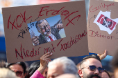 Turks protest against the detention of Istanbul Mayor Ekrem Imamoglu, in Cologne