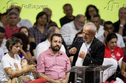 Lula e Boulos na abertura do Congresso do PT em SP