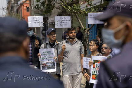 Nepalese doctors protest for Peace in Gaza outside the Israeli embassy in Kathmandu