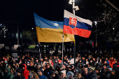 FILE PHOTO: Pro-Ukraine protest against the Slovak government's foreign policy in Bratislava