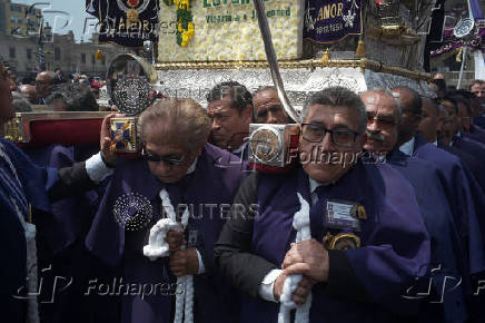 Catholic faithul celebrate the Lord of Miracles, in Lima