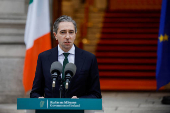 Taoiseach (Prime Minister) Simon Harris makes a statement at Government Buildings calling a General Election, in Dublin