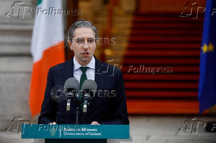 Taoiseach (Prime Minister) Simon Harris makes a statement at Government Buildings calling a General Election, in Dublin