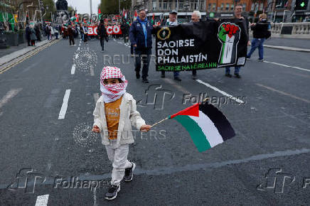 Demonstration in support of Palestinians in Gaza, in Dublin