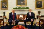 U.S. President Joe Biden meets with President-elect Donald Trump in the Oval Office at the White House in Washington