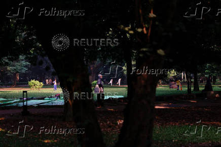 People exercise at Ramna Park in the morning, in Dhaka