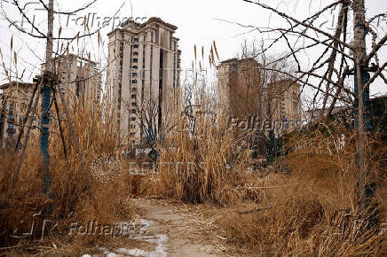 FILE PHOTO: Unfinished residential development by China Evergrande Group, in the outskirts of Shijiazhuang