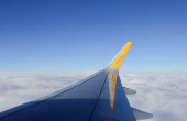 Clouds are seen from a passenger aircraft of Vueling airlines during a flight from Barcelona to Malaga