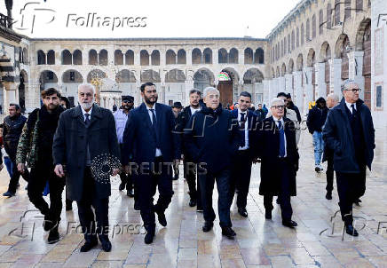 Italian Foreign Minister Antonio Tajani visits the Umayyad Mosque, during a visit to the country following the ousting of Syria's Bashar al-Assad, in Damascus