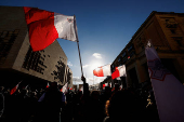 Protest against a government-proposed law, in Valletta