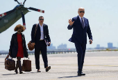 U.S. President Biden boards Air Force One in New York City