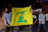 Kashmiri Shia Muslims protest against Israel following the killing of Hezbollah leader Nasrallah in an Israeli airstrike in Beirut, in Srinagar