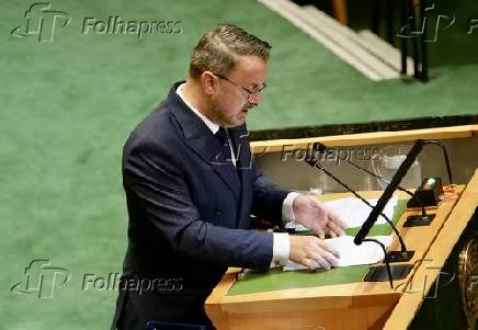 O vice-primeiro-ministro do Luxemburgo, Xavier Bettel, discursa na AGNU 79 em Nova Iorque.