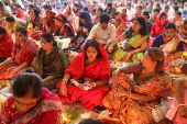 Hindu devotees take part in Rakher Upobash ritual, in Dhaka