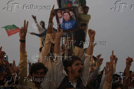 Supporters of jailed former Pakistani Prime Minister Imran Khan attend a rally in Swabi