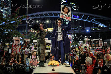 Supporters of Israeli hostages, kidnapped during the deadly October 7 2023 attack by Hamas, demand a deal as they protest amid ongoing negotiations for a ceasefire in Gaza, in Tel Aviv