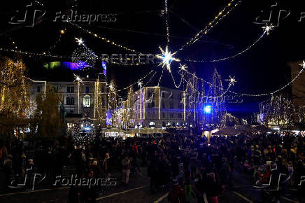 Christmas lights are illuminated in Ljubljana