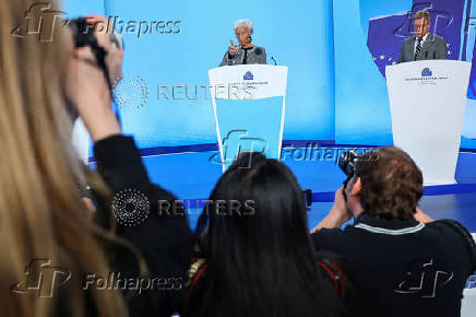 ECB President Christine Lagarde addresses the media in Frankfurt