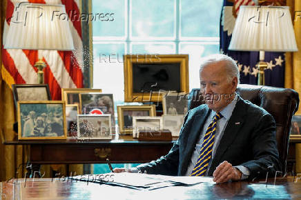 U.S. President Joe Biden attends a briefing on the federal response to the wildfires across Los Angeles