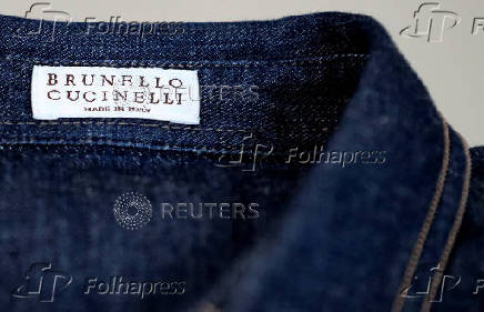 FILE PHOTO: Brunello Cucinelli label is seen on a shirt at the factory in Solomeo village near Perugia