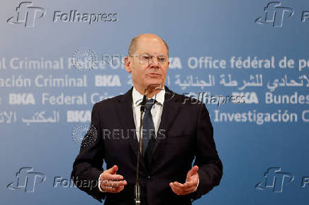 German Chancellor Scholz visits Bundeskriminalamt or BKA in Wiesbaden