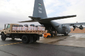 A picture released on November 26, 2024, by the Jordanian Armed Forces website shows what it said was aid parcels to be loaded inside a plane and destined for Gaza, in Zarqa