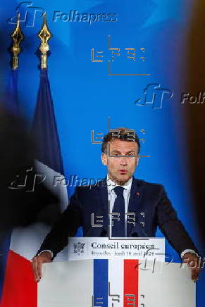 French President Macron's press conference at Special EU Summit in Brussels
