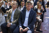 Puigdemont asiste a un acto poltico de JxCat en Els Banys i Palald
