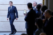 French President Macron receives French ambassadors at Elysee