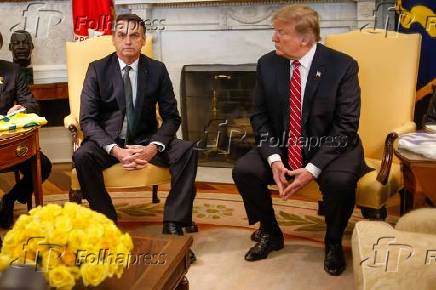 Donald Trump recebe o presidente do Brasil, Jair Bolsonaro, na Casa Branca