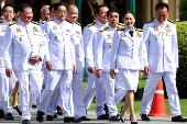 Thailand's Prime Minister Paetongtarn Shinawatra and her cabinet members at a group photo session in Bangkok