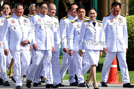 Thailand's Prime Minister Paetongtarn Shinawatra and her cabinet members at a group photo session in Bangkok