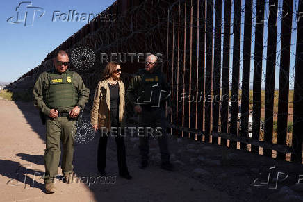 Democratic presidential nominee and U.S. VP Kamala Harris visits US-Mexico border