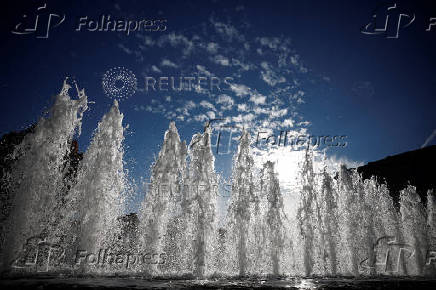 A view of the fountain at the National Gallery of Art in Washington, D.C.