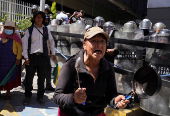 People protest against food shortages and rising prices in the food basket, in La Paz