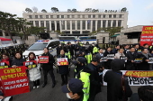Lawmakers protest in front of Constitutional Court