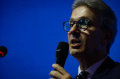 O governador de Minas Gerais, Romeu Zema, em debate promovido pelo Lide