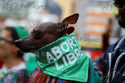 Demonstrators take part in a rally to mark International Safe Abortion Day, in Bogota