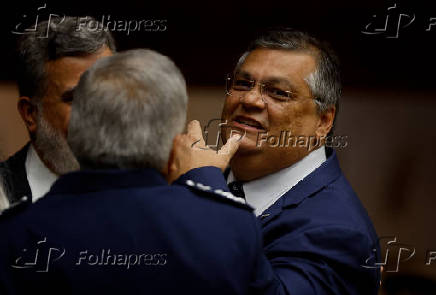 O ministro da Justia, Flvio Dino, durante a cerimnia de posse de Cristiano Zanin