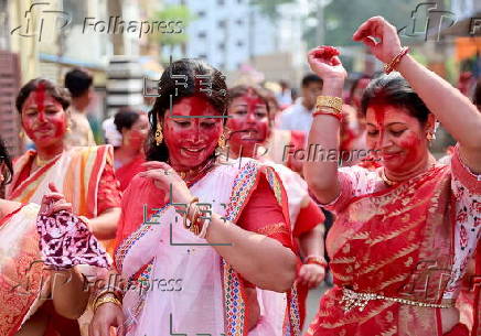 Immersion of idols on the last day of Durga Puja festival in India