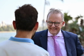 Australian PM Albanese receives Australian and Indian men's cricket teams at Kirribilli House in Sydney